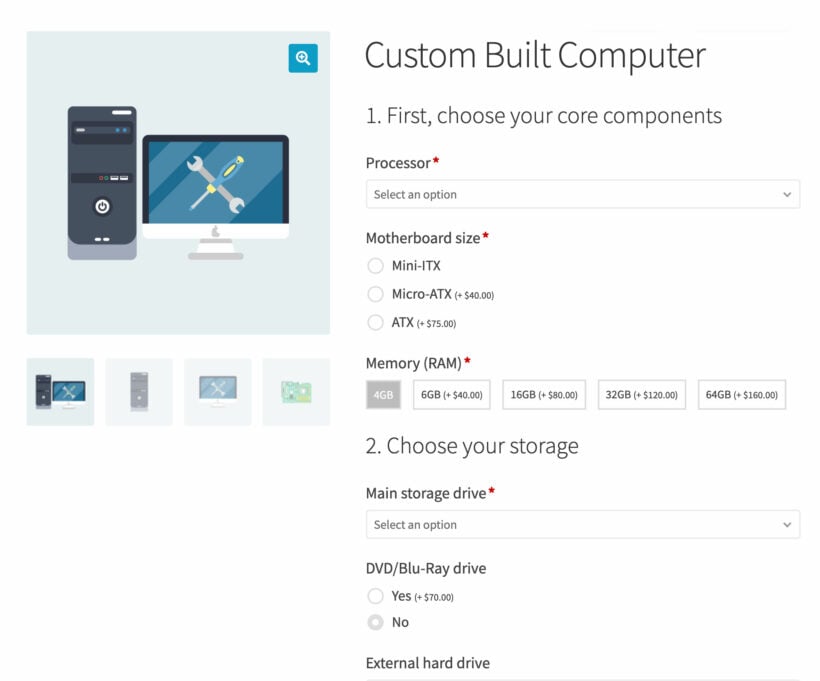 WooCommerce Product Options computer