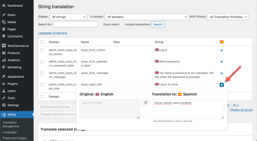 String translation basket