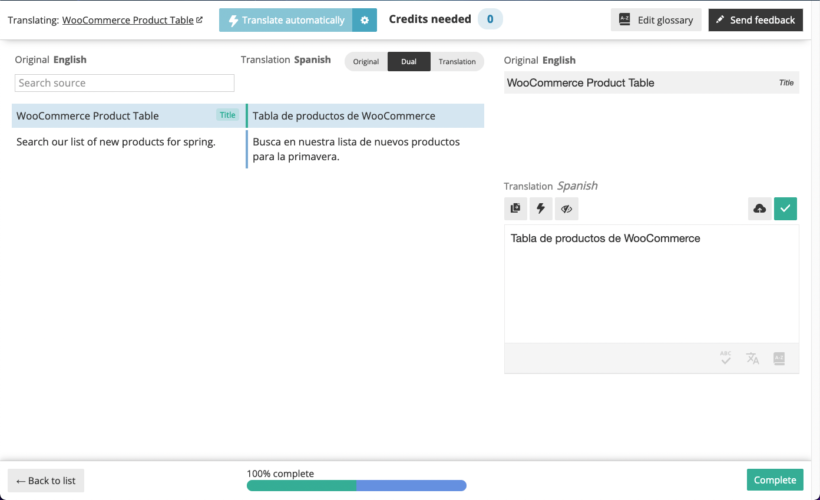 WPML product table page