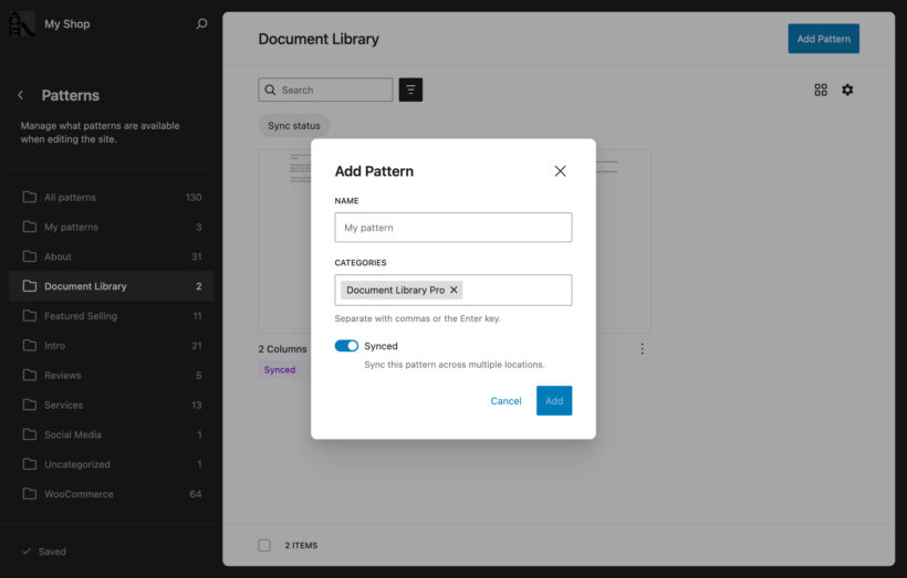 Add new document library layout template pattern