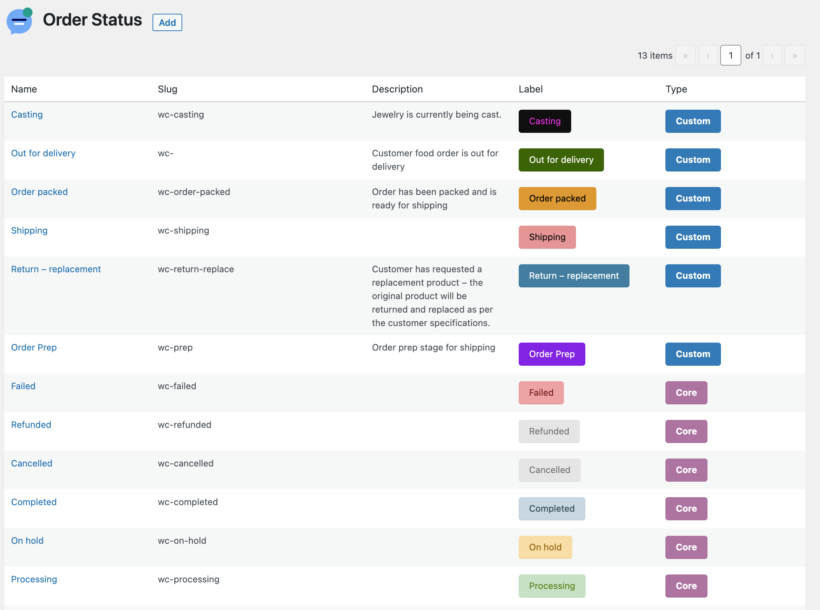 WooCommerce custom order status