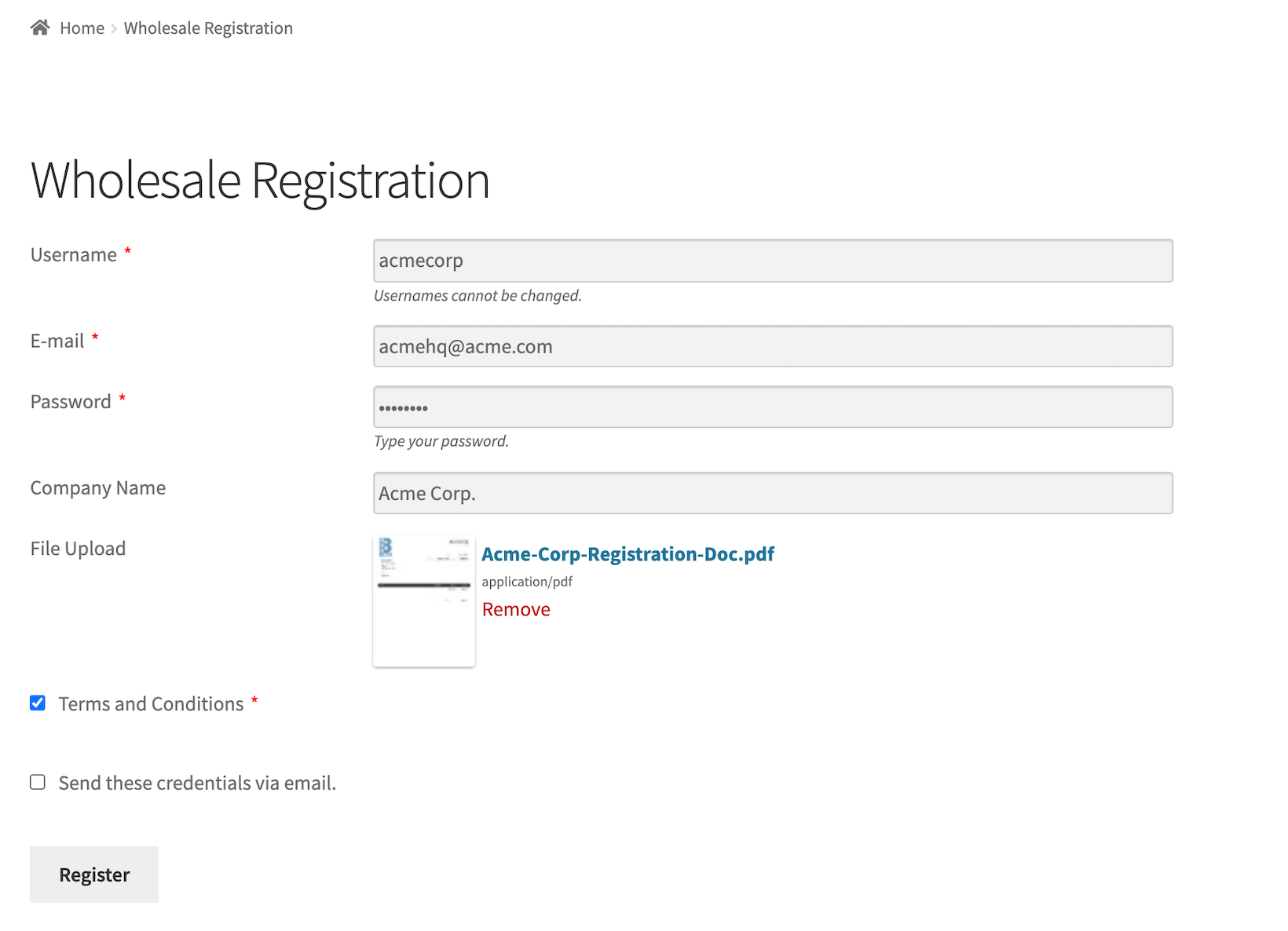 Create an Advanced Wholesale Registration Form