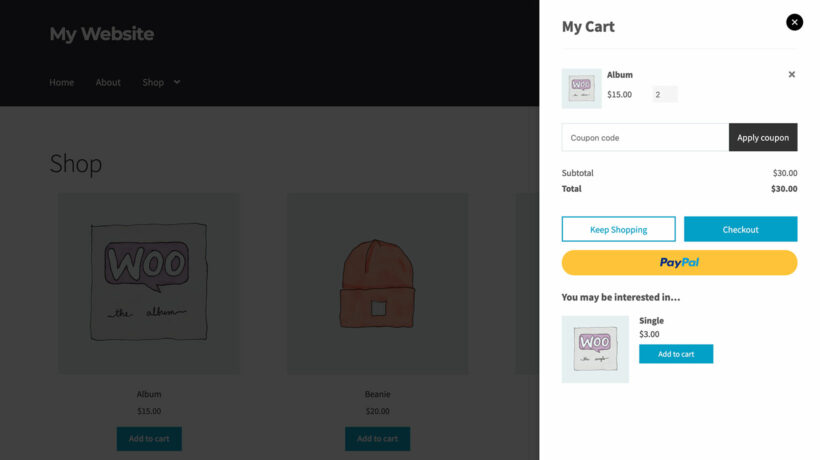 WooCommerce related product upsell popup