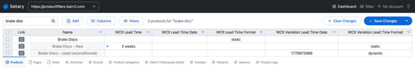 WooCommerce Lead Time + Setary integration bulk edit