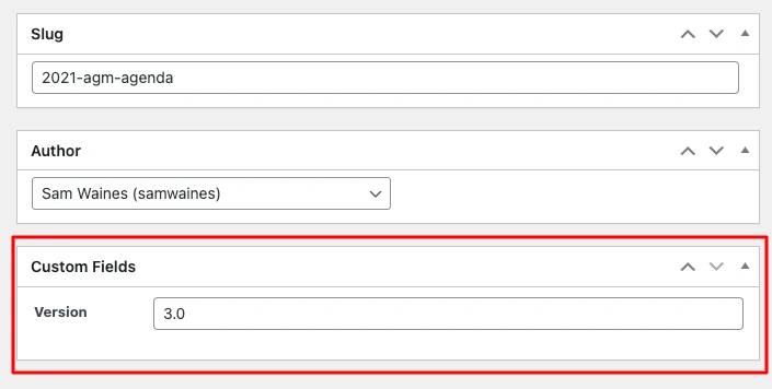 How to add version numbers in the documents editor screen.