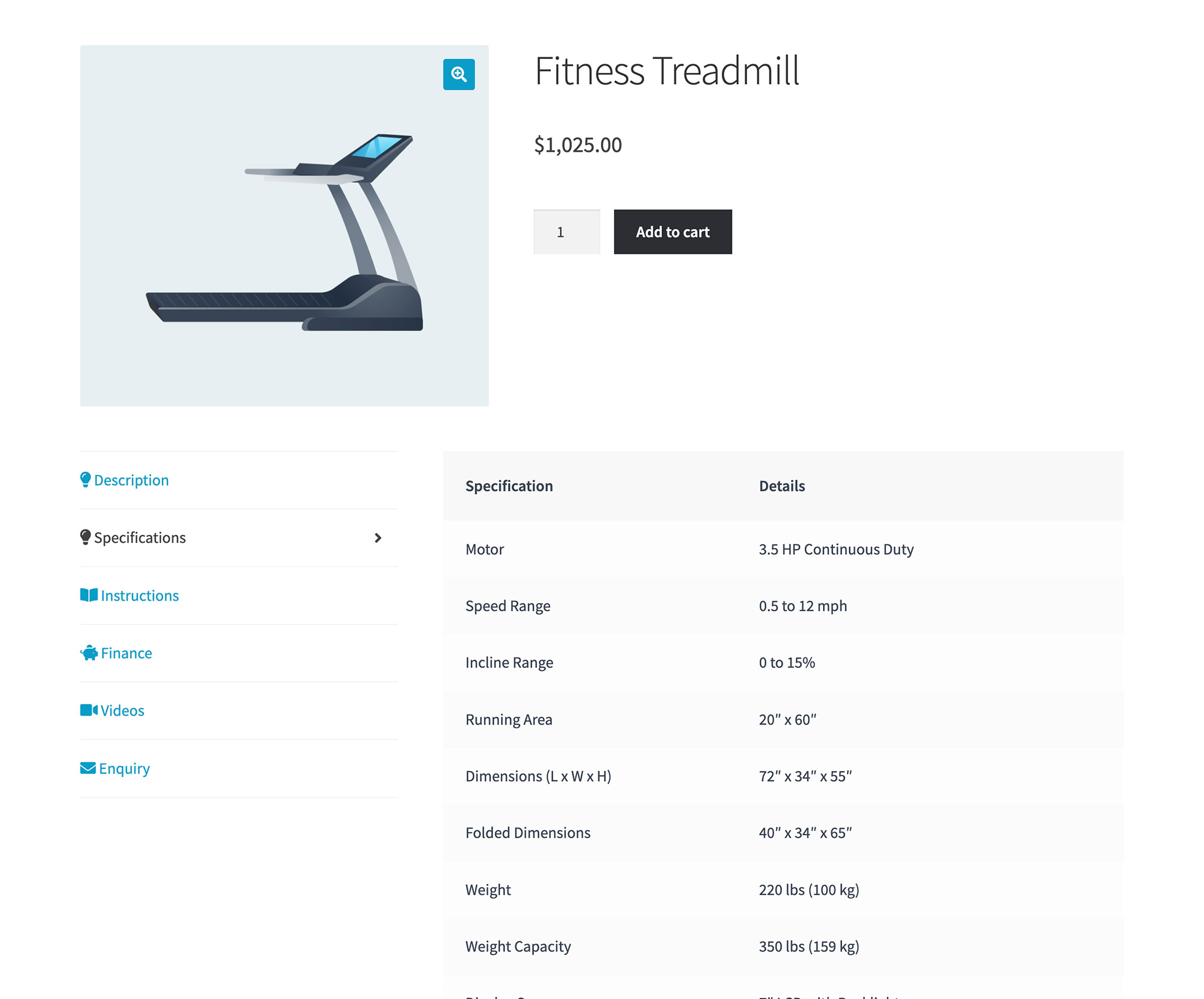 How to create a product specification table