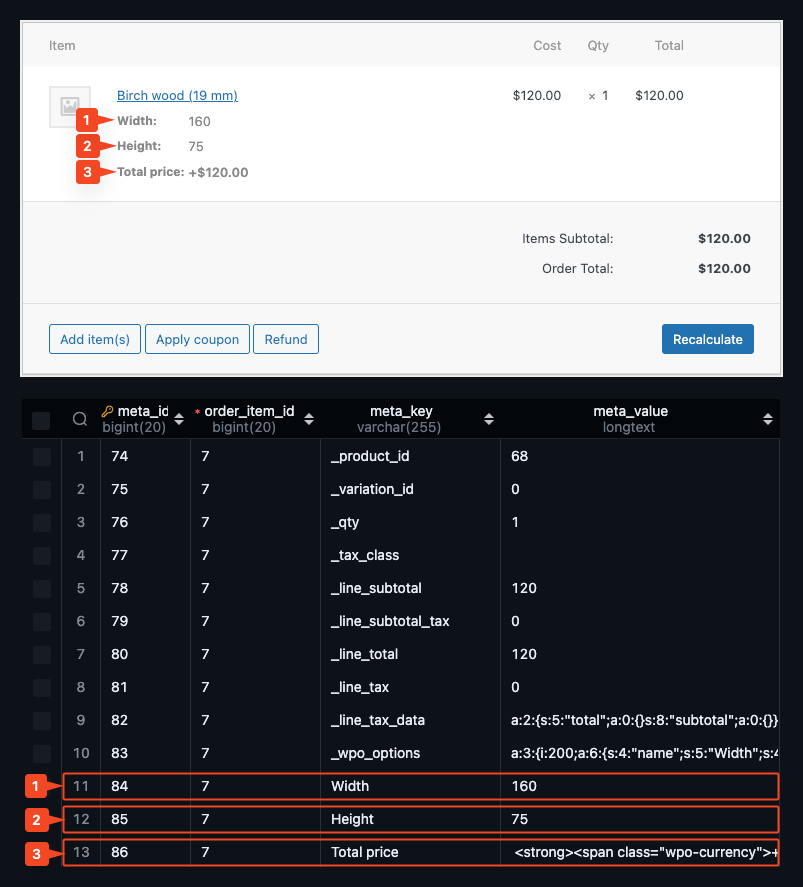 Option data in DB