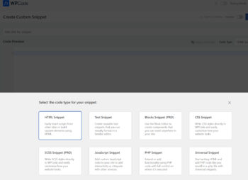 select code snippet type