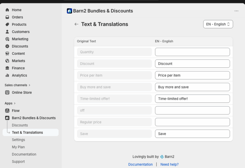 Translating Barn2 Bundles & Bulk Discounts
