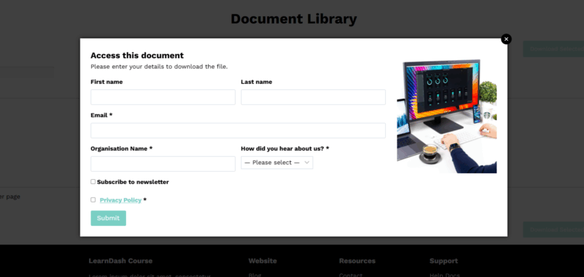 Style WordPress download lead capture form