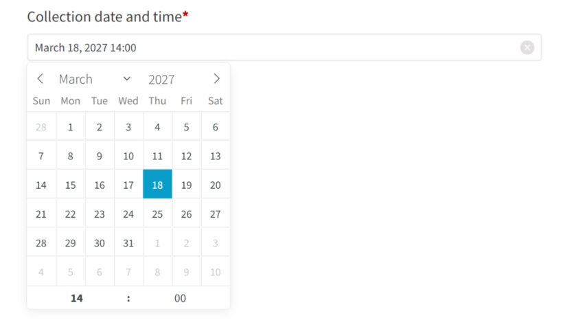 woocommerce product options - date time picker
