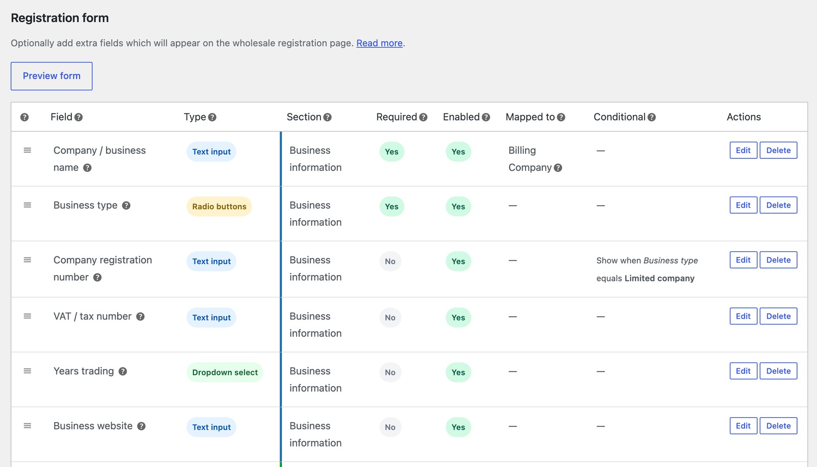 WooCommerce Wholesale Pro registration form builder