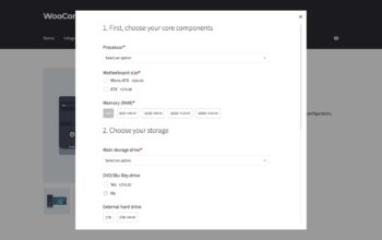 WooCommerce Product Options popup layout modal on a product page