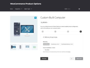 WooCommerce Product Options numbered steps layout on a product page