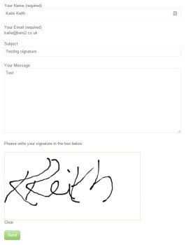 Contact form with signature