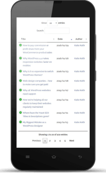  Tabla de publicaciones clasificables con filtro