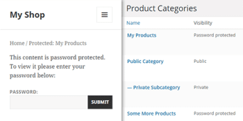 WooCommerce password protected categories plugin