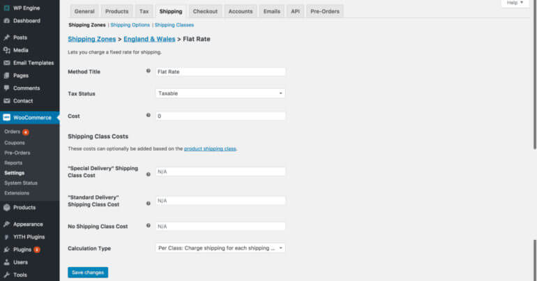 WooCommerce Add Flat Rate for England Scotland Wales