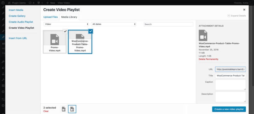 WordPress video playlist