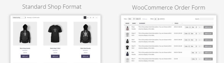 WooCommerce product order form layout