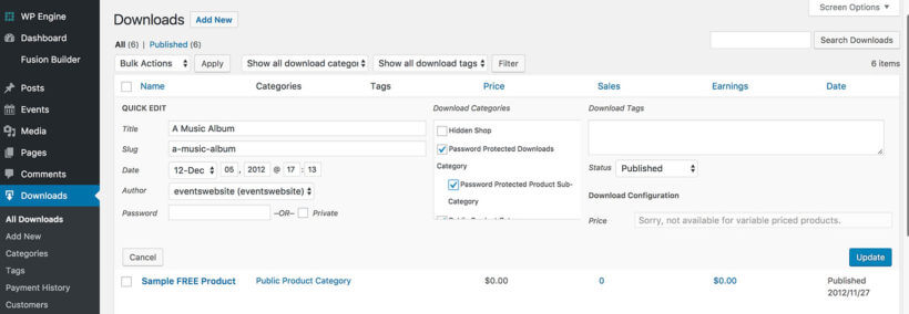 Add EDD product to protected Easy Digital Downloads category