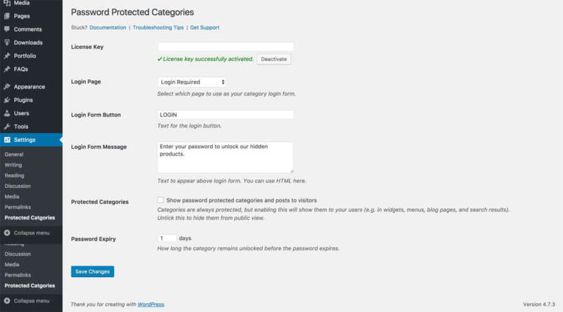 Easy Digital Downloads Password Protected Categories Plugin