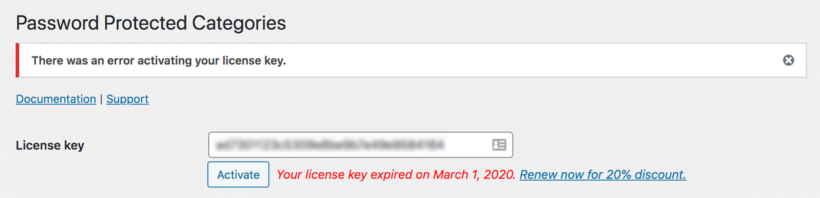 License key error for Barn2 plugin
