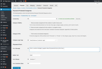 WordPress Password Protected Categories Plugin Settings