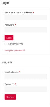 WooCommerce login register