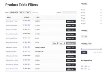 WooCommerce Product Table Filters