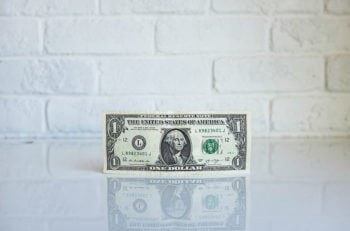 Dollar bill on white background