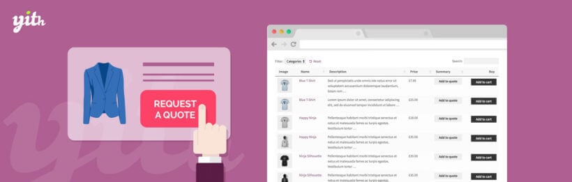 WooCommerce product table with request a quote buttons