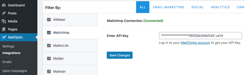 MailOptin MailChimp API key