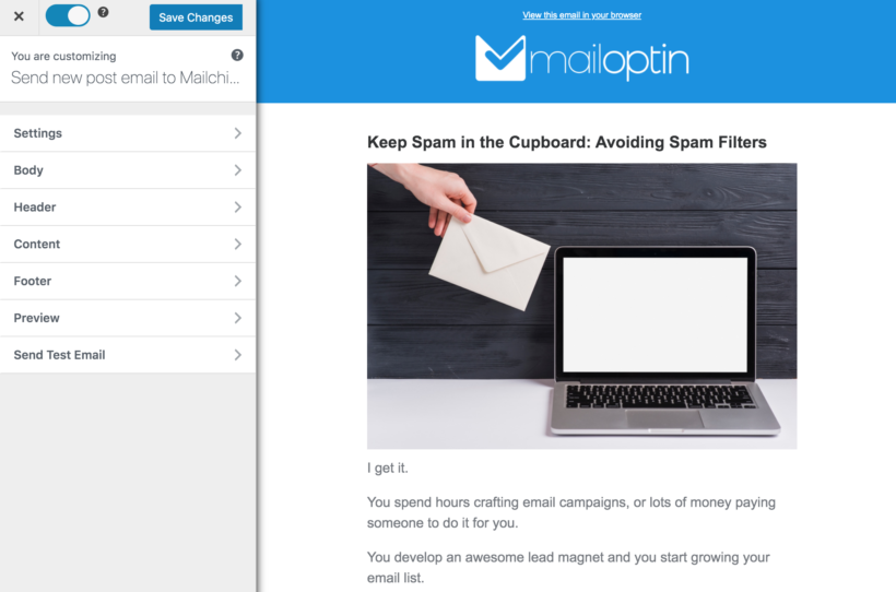 MailOptin email builder