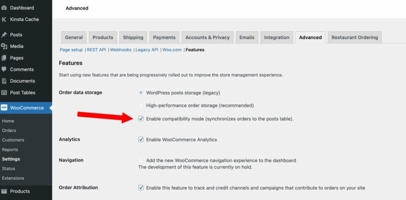 WooCommerce compatibility mode HBOS