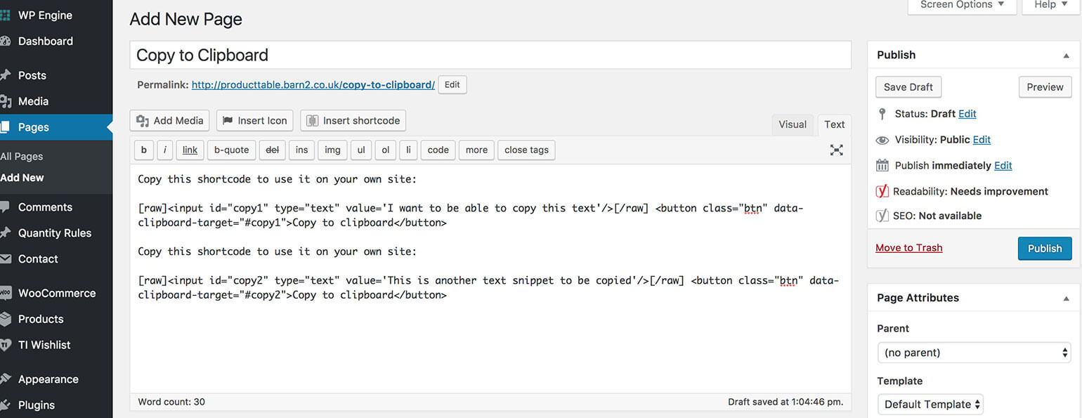 An easy plugin to copy to clipboard in WordPress websites