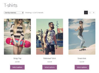 WooCommerce category page without variations drodown