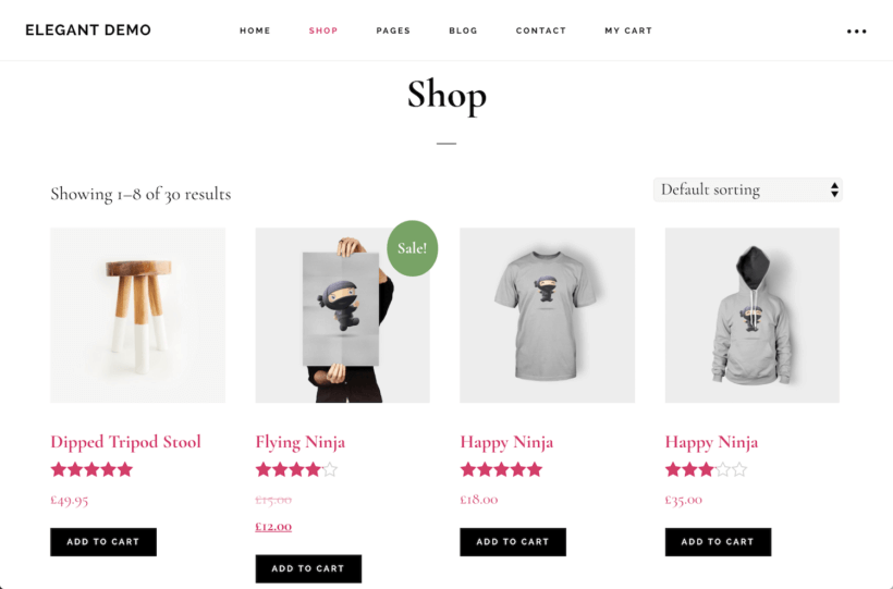 Default WooCommerce layout example