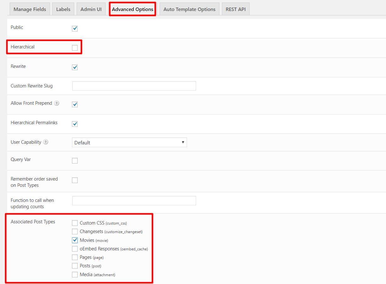 associate taxonomy with post type