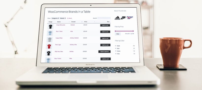 WooCommerce brands product table plugin