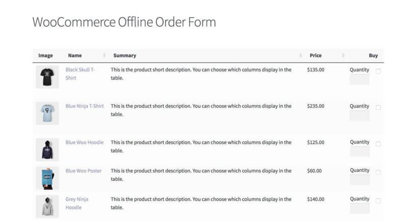 WooCommerce offline order form plugin