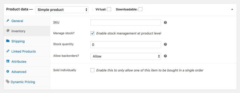 WooCommerce allow backorder stock status