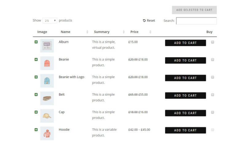 An example of a WooCommerce one page order form.