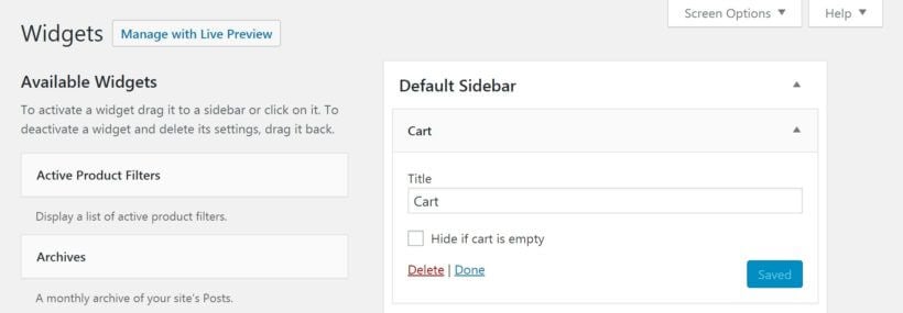 The WooCommerce cart widget.
