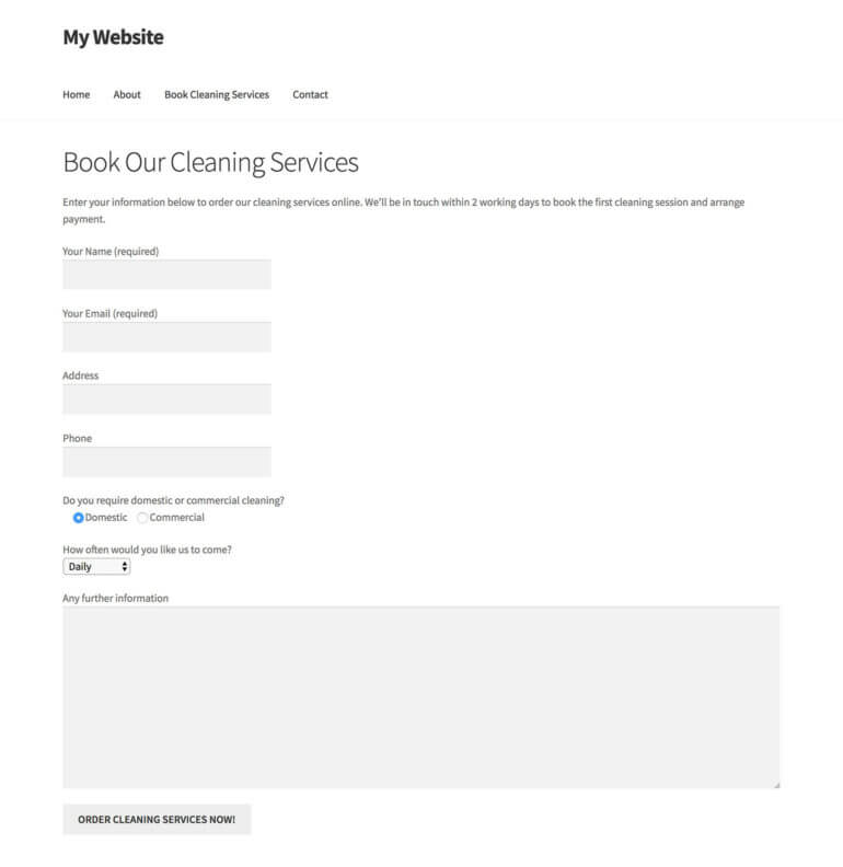 WordPress services booking form plugin
