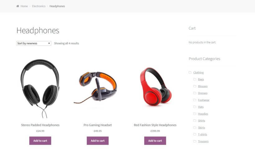 An example of a WooCommerce store.