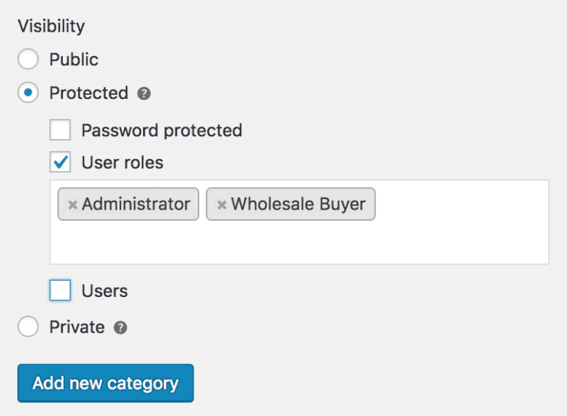 WooCommerce Protected Categories User Role Protection