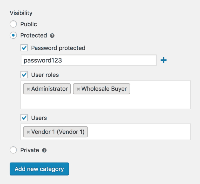 WooCommerce school category visibility