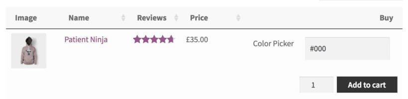 WooCommerce color picker