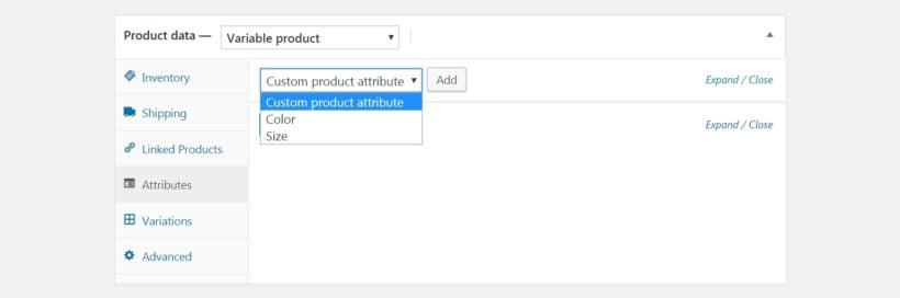 Adding a product attribute in WooCommerce.